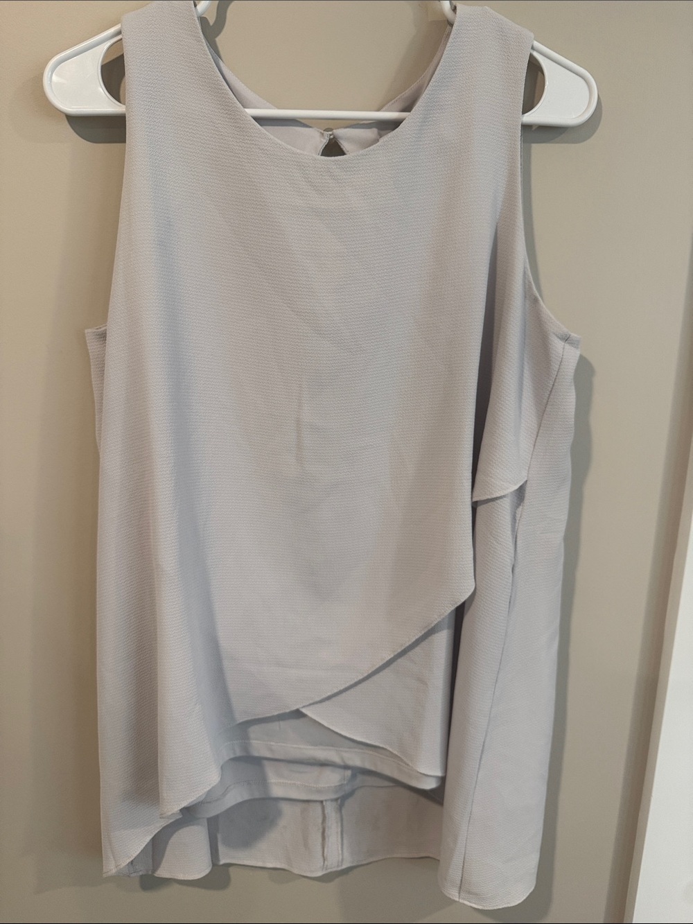 Susan Graver Women's Sleeveless Layered Blouse - Light Gray